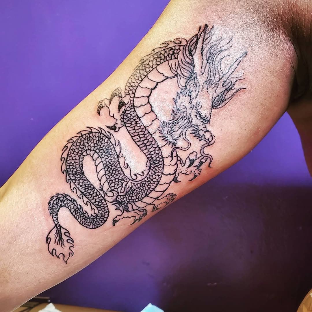 MYTHIC dragon sleeve concept by Tats By Bre — Tatt2 Therapy